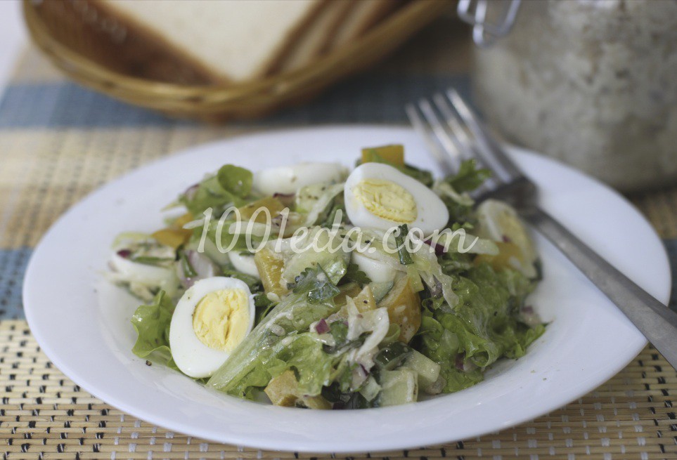 Овощной салат с перепелиными яйцами и двумя заправками: рецепт с пошаговым фото - Шаг №4