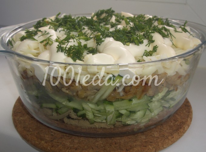 Печеночный салат с грибами: рецепт с пошаговым фото - Шаг №5