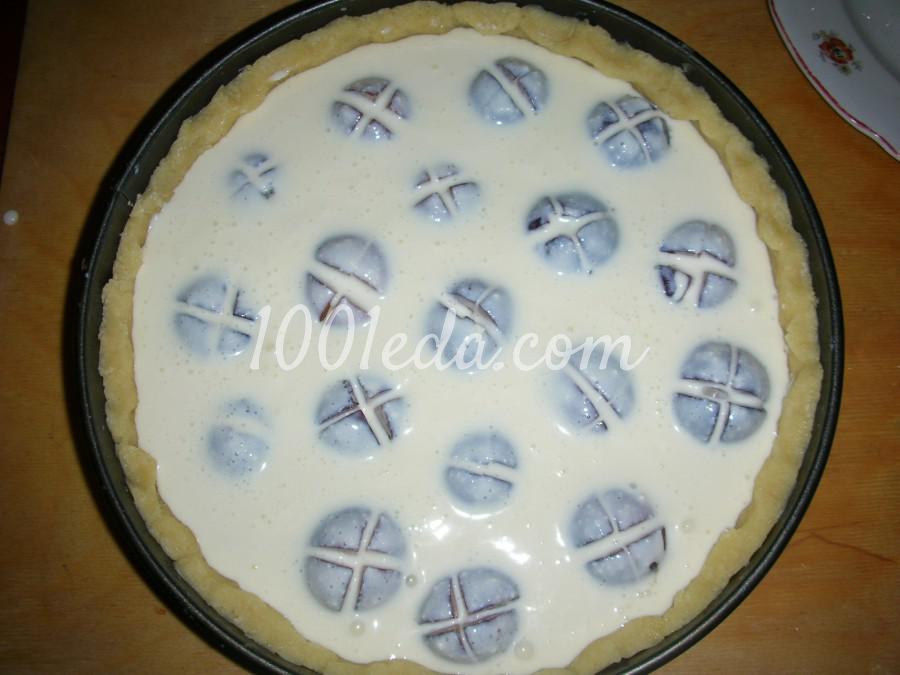 Песочный пирог со сливами и творогом: рецепт с пошаговым фото - Шаг №13