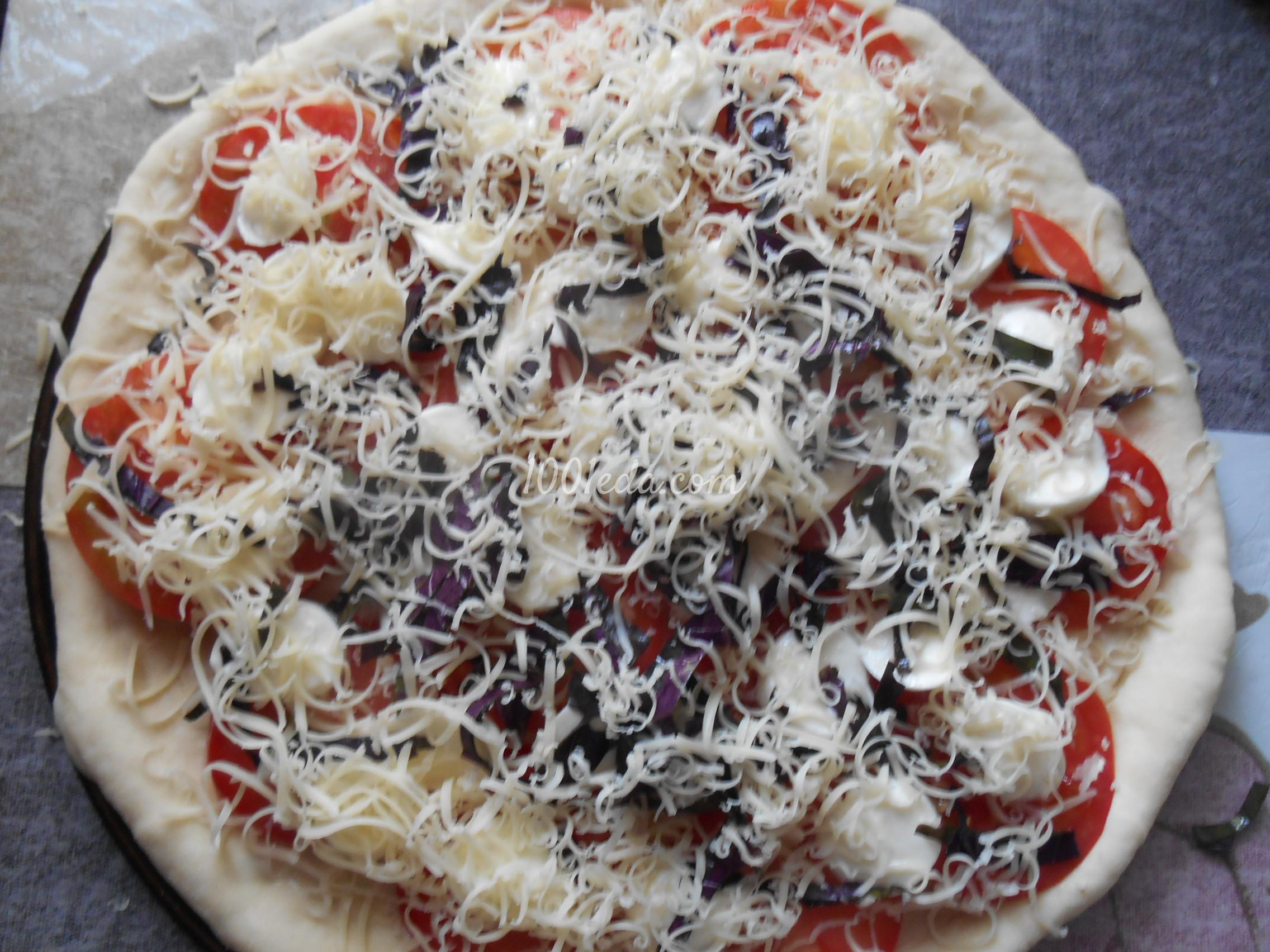 Пицца с помидорами, моцареллой и базиликом а-ля Капрезе: рецепт с пошаговым фото - Шаг №17
