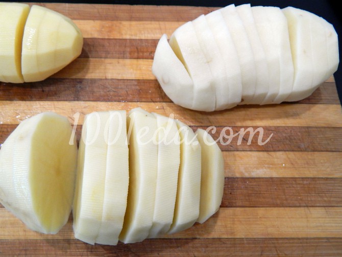 Картофельная гармошка с грибами: рецепт с пошаговым фото - Шаг №2