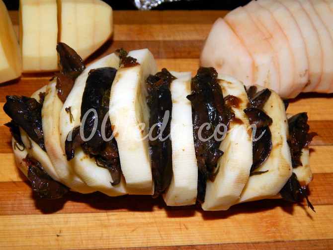 Картофельная гармошка с грибами: рецепт с пошаговым фото - Шаг №3