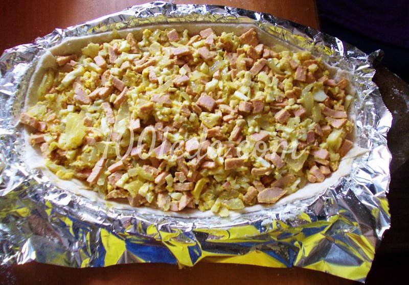 Пирог-пицца из слоеного теста: рецепт с пошаговым фото - Шаг №4