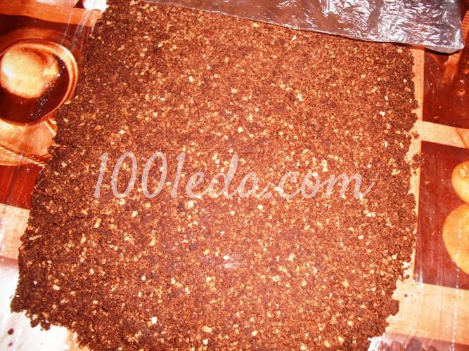 Постный сухарный шоколадный рулет с вишней без выпечки: рецепт с пошаговым фото- Шаг №8