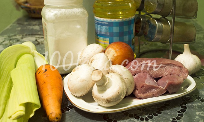 Рисовое рагу с говядиной, грибами и луком-пореем: рецепт с пошаговым фото - Шаг №1