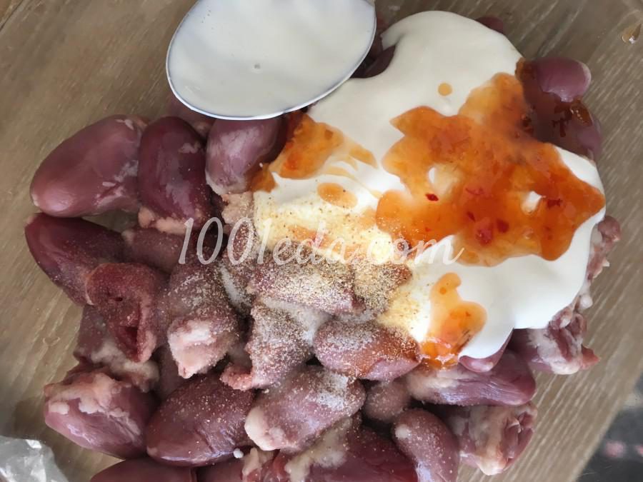 Шашлычок из куриных сердечек в духовке: рецепт с пошаговым фото - Шаг №1