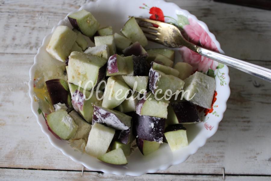 Салат из баклажановых кубиков со свежими овощами: пошаговый с фото - Шаг №4