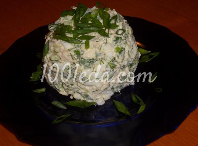 Салат из куриного филе со свежим огурцом и зеленым луком: рецепт с пошаговым фото - Шаг №3