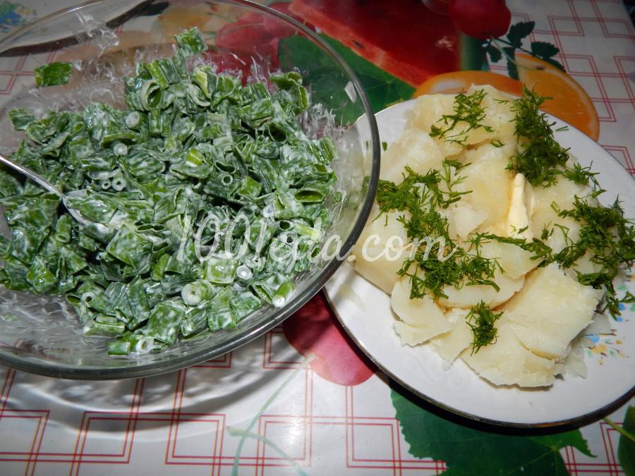 Салат из зеленого пера и стрелок лука Салат из зеленого пера и стрелок лука