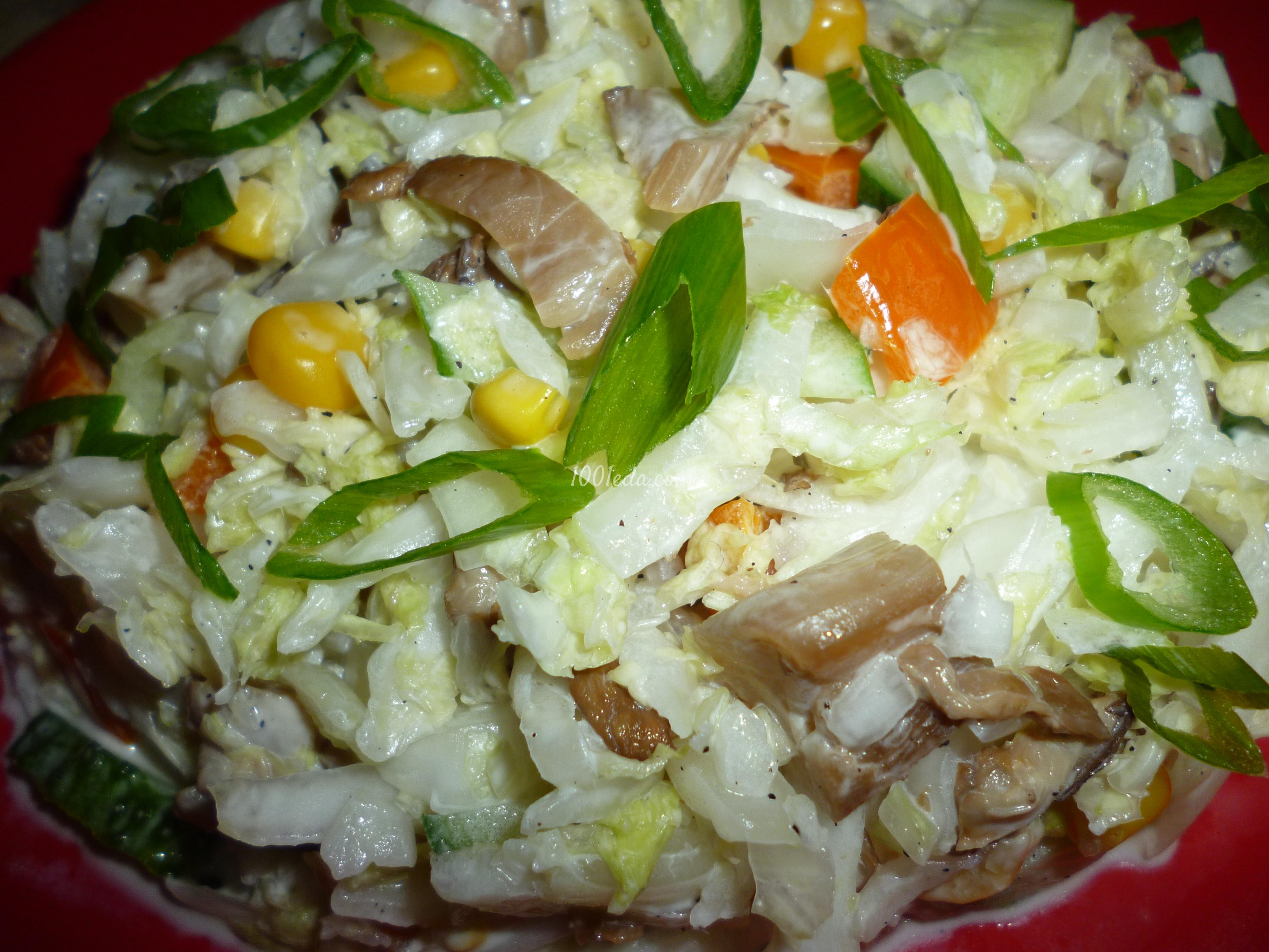 Салат из жареных вешенок и пекинской капустой: рецепт с пошаговым фото - Шаг №7