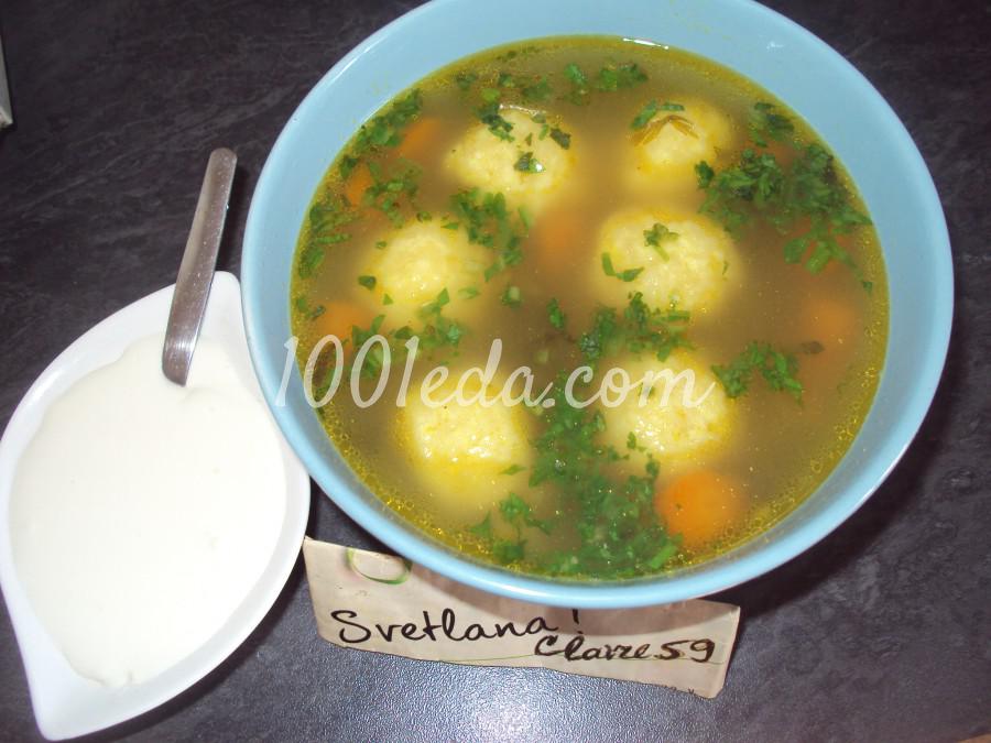 Суп куриный с овощами и шариками из сыра Суп куриный с овощами и шариками из сыра