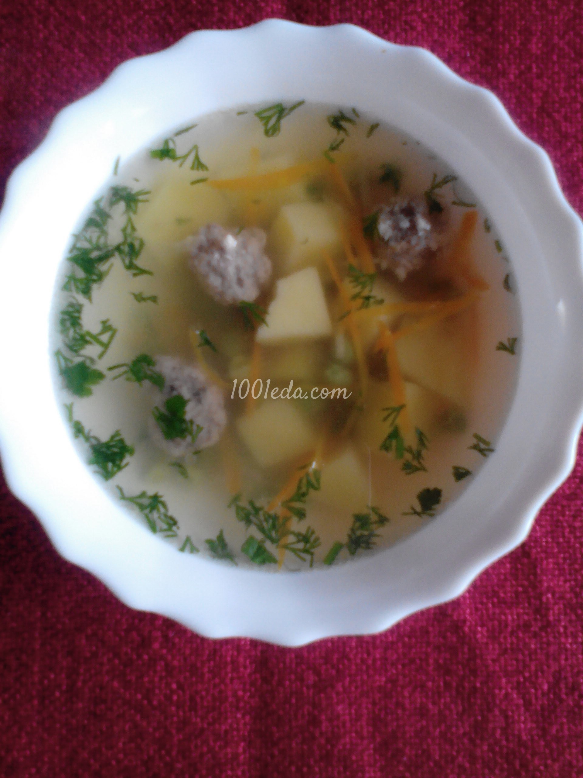 Суп с фрикадельками и зеленым горошком - Шаг №1