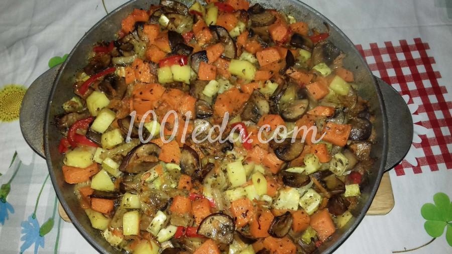 Тыква, запеченная с грибами и овощами в духовке: пошаговое фото - Шаг №9