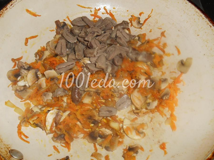 Вкусная гречка с куриными сердечками и грибами: рецепт с пошаговым фото - Шаг №6