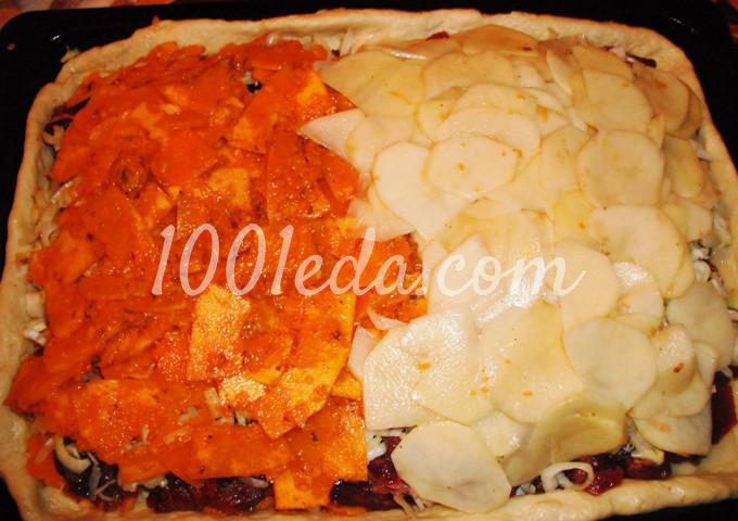 Вкусный пирог Мясо в шубке с двумя начинками: рецепт с пошаговым фото - Шаг №10