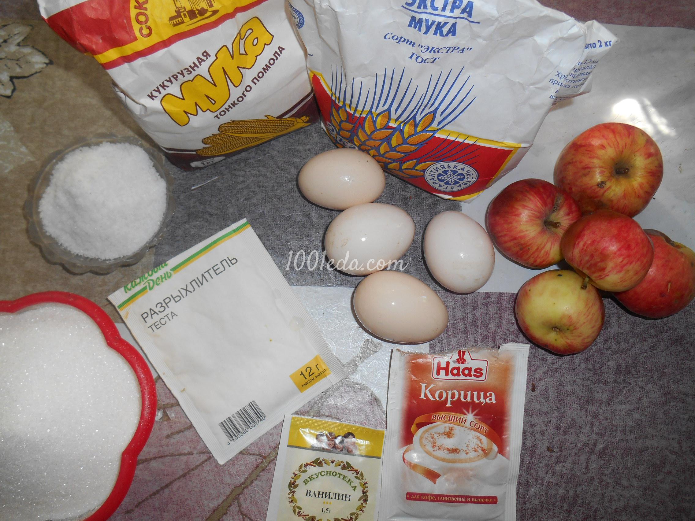 Яблочная шарлотка из кукурузной муки: рецепт с пошаговым фото - Шаг №1