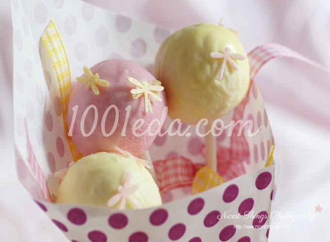 Желтые и розовые кейк попсы ( Cake Pops ) - Шаг №8