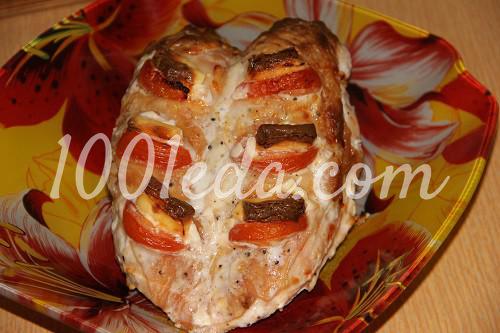  Запеченная куриная грудка с помидором и плавленым сыром
