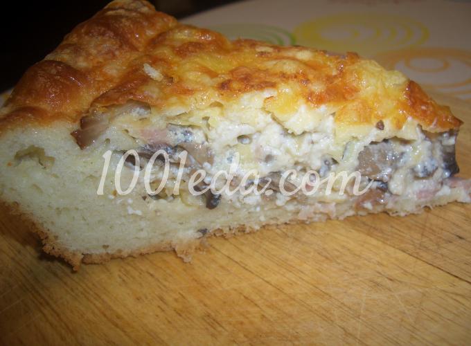 Открытый дрожжевой пирог с грибами и беконом: рецепт с пошаговым фото