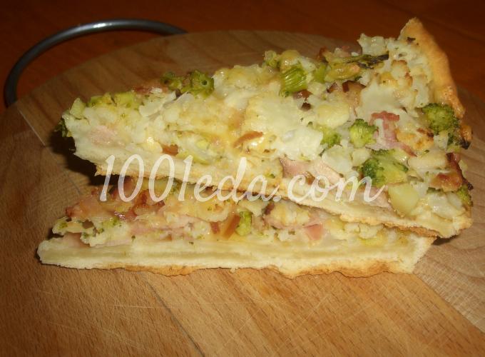 Открытый пирог с цветной капустой, брокколи и беконом: рецепт с пошаговым фото