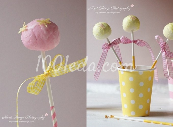 Желтые и розовые кейк попсы ( Cake Pops )