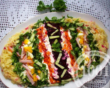 Рецепт весеннего салат из овощей и ветчины