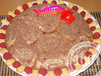 Торт без выпечки Рыбки в малине: рецепт с пошаговым фото