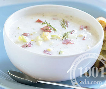 Холодный овощной суп с укропом 