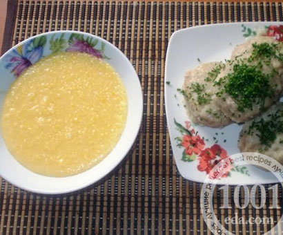 Кукурузная каша в мультиварке с котлетами на пару