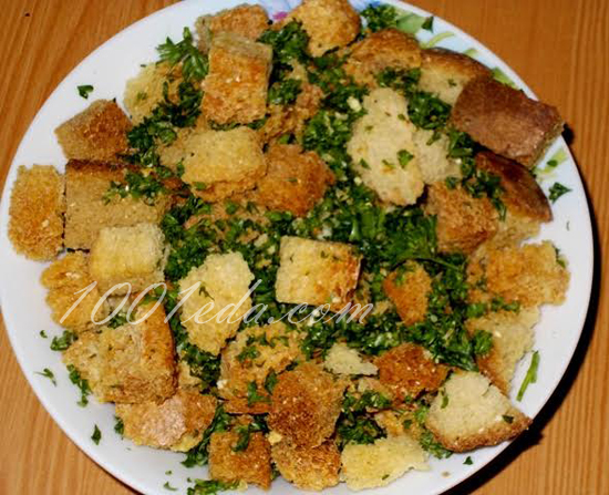 Домашние сухарики с зеленью и чесночным порошком: рецепт с пошаговым фото