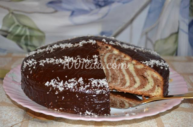 Пирог Зебра в шоколадной глазури