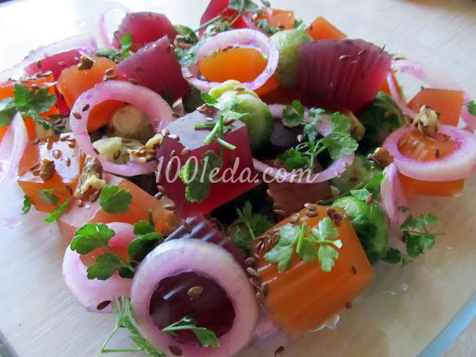 Салат из брюссельской капусты с овощным желе: рецепт с пошаговым фото