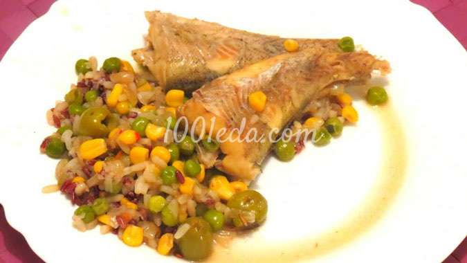 Минтай с двумя видами риса и овощами: рецепт с пошаговым фото