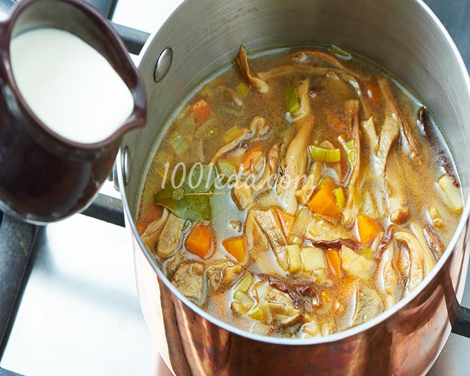Сливочный суп с сушеными грибами