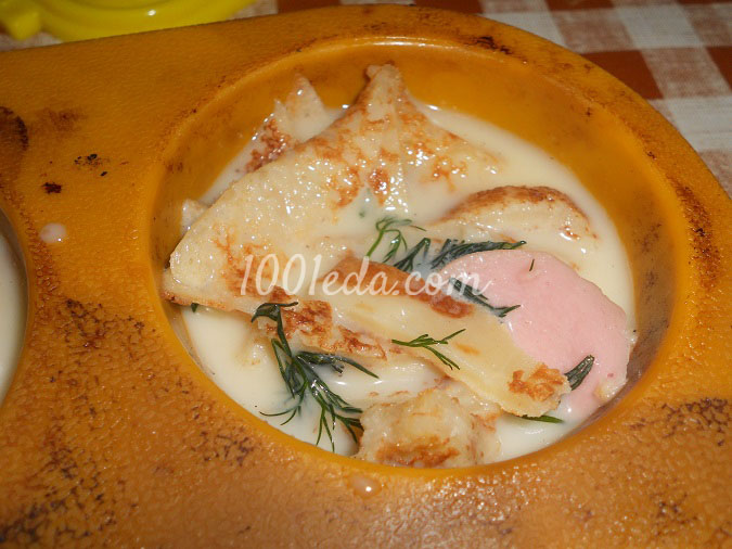 Омлет с блинами и колбасой в духовке: рецепт с пошаговым фото 