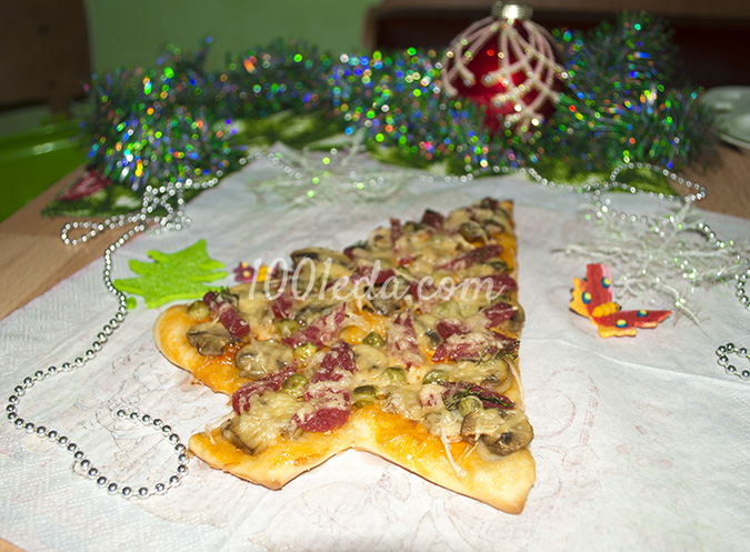 Пицца порционная Елочка ЛюбЭль: рецепт с пошаговым фото