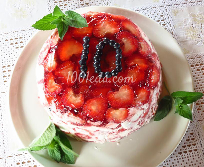 Творожно-ягодный желейный торт