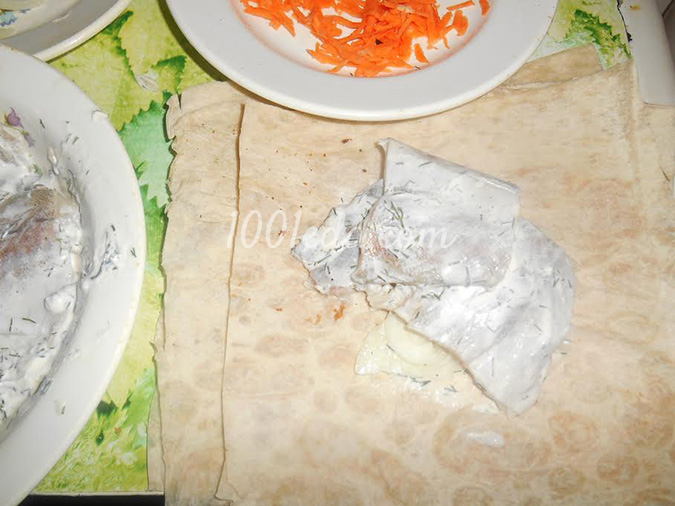 Рыба, запеченная в лаваше: рецепт с пошаговым фото