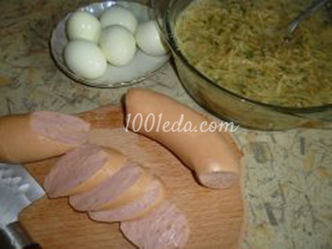 Картофельные ракушки с колбасой и яйцом: рецепт с пошаговым фото