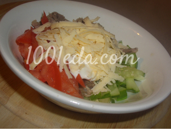 Салат из говяжьего языка с овощами