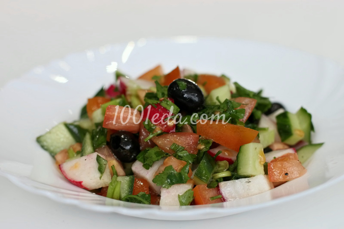 Овощной салат с зеленью и маслинами: рецепт с пошаговым фото