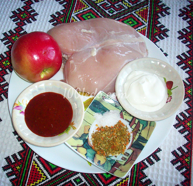 Куриная грудка запеченная с яблоками: рецепт с пошаговым фото