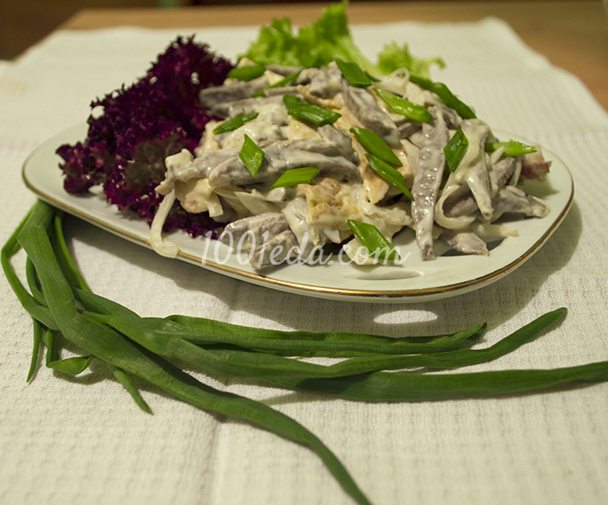 Салат из свиного сердца с омлетом: рецепт с пошаговым фото