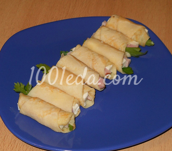 Закусочные рогалики из блинчиков: рецепт с пошаговым фото
