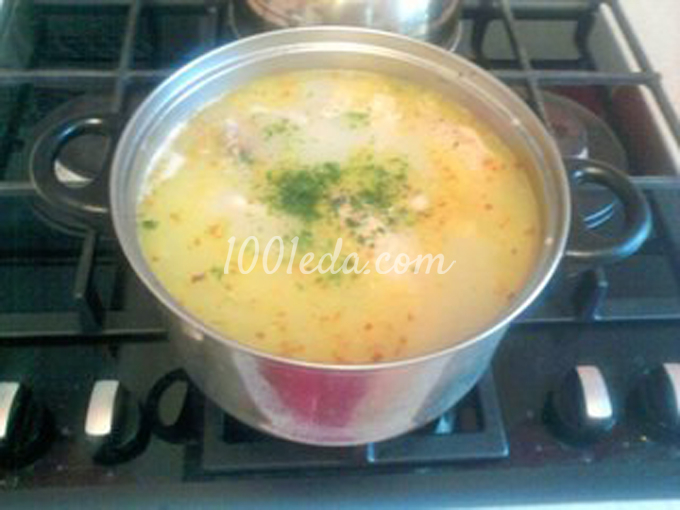 Сырный суп с рисом и овощами