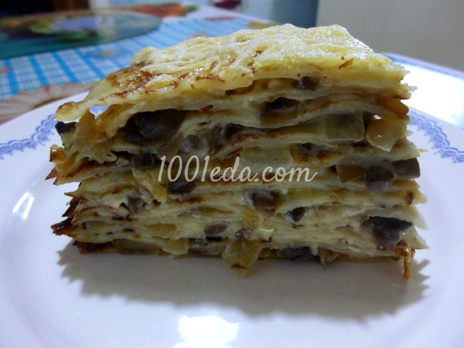 Блинный пирог с грибами и сыром: рецепт с пошаговым фото