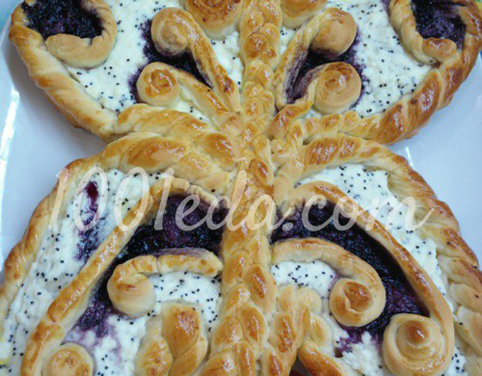 Дрожжевой пирог Бабочка с творогом: рецепт с пошаговым фото