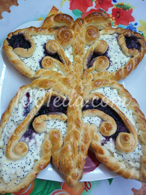 Дрожжевой пирог Бабочка с творогом: рецепт с пошаговым фото