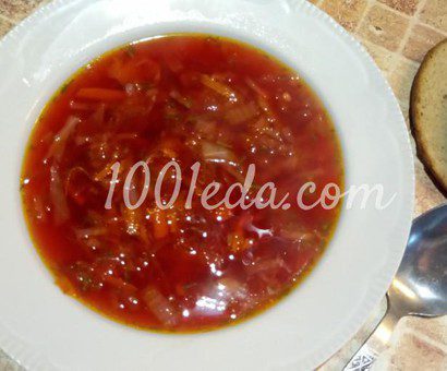 Борщ с отварной свеклой и лечо