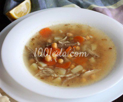 Пряный суп с курицей и нутом